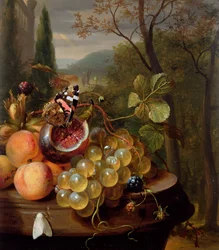 Zátiší s ovocem a motýly